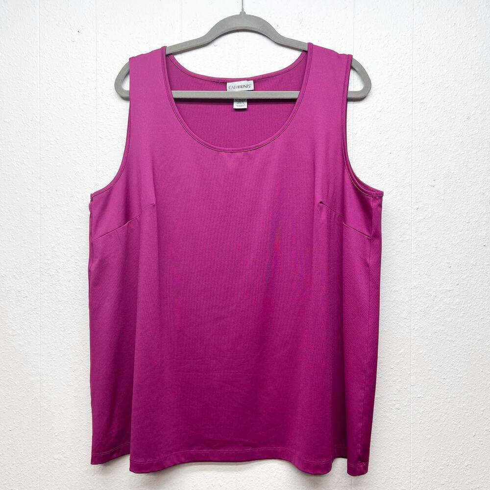 Catherines Sleeveless Pink Top Womens 1X Stretch Baselayer Career Office Work